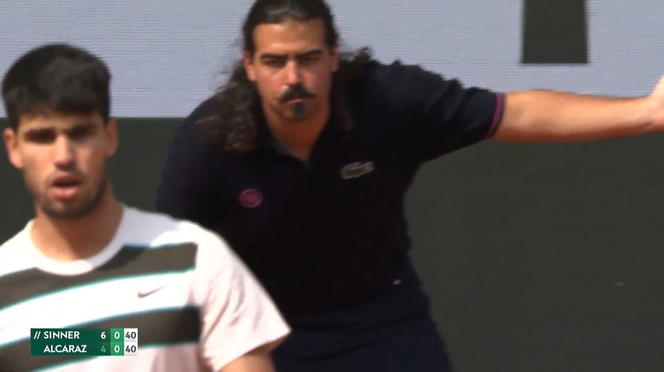 Alcaraz didn't agree with the call in the second set and checked for himself