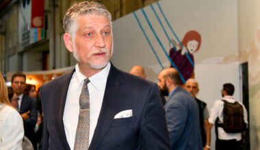 TURIN, ITALY - MAY 15: Alessandro Giuli Minister of Culture visit the stands of the Turin Book Fair during the Turin Book Fair 2025 at Centro Congressi Lingotto on May 15, 2025 in Turin, Italy. (Photo by Stefano Guidi/Getty Images)