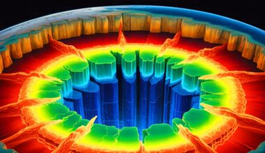 Illustration of a vast reservoir of water hidden beneath the Earth's mantle. Image generated by AI.