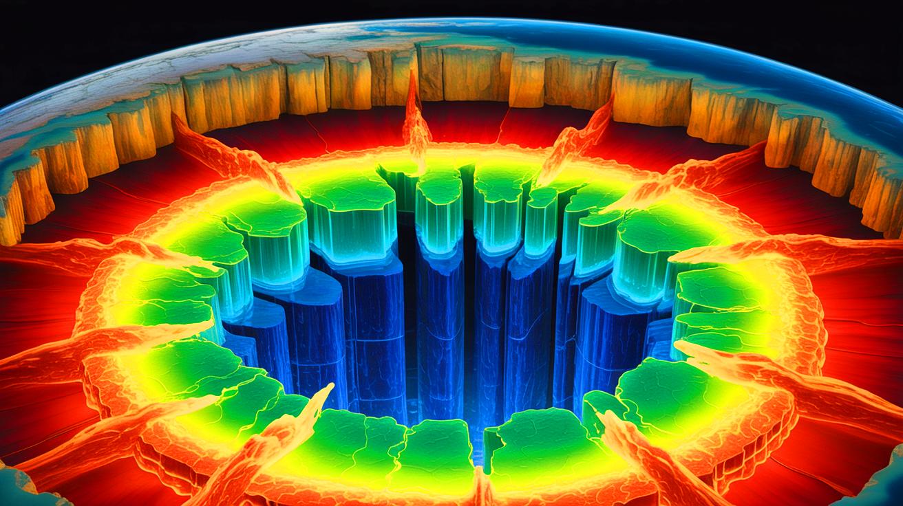 Illustration of a vast reservoir of water hidden beneath the Earth's mantle. Image generated by AI.