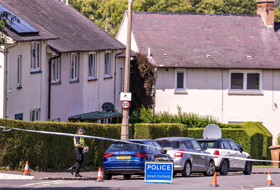Police have closed a road near houses.