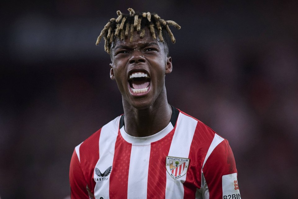 Nico Williams of Athletic Club celebrating a goal.
