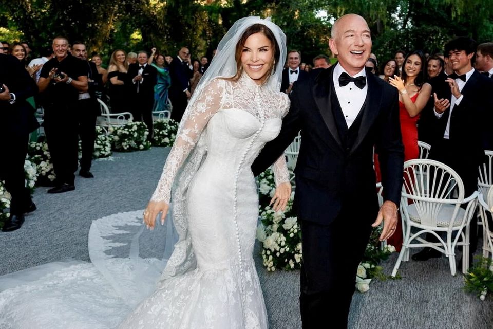 Jeff Bezos and Lauren Sanchez Bezos married on Friday. Photo: Reuters
