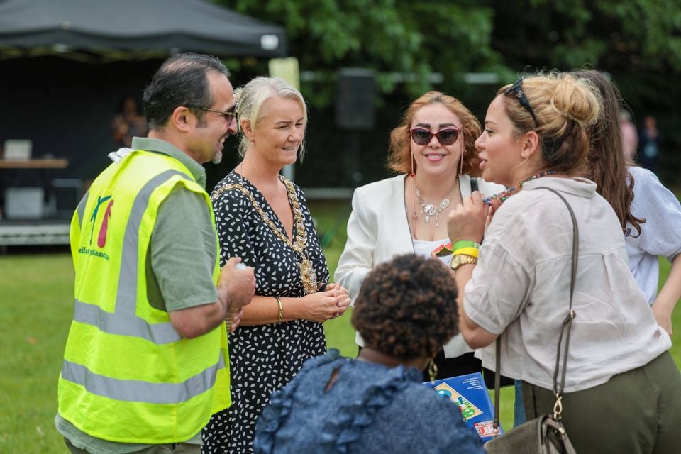Lord Mayor of Belfast, Councillor Tracy Kelly, meets with families and community groups at the Great Refugee Week Picnic at Ulidia Playing Fields in south Belfast on Saturday 21 June.
