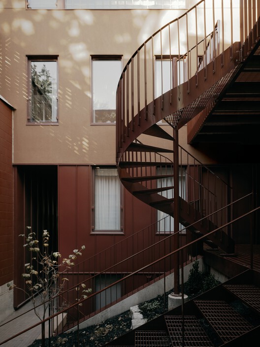 BINÔME Multi-residence / APPAREIL architecture  - Interior Photography, Stairs, Wood, Handrail, Balcony