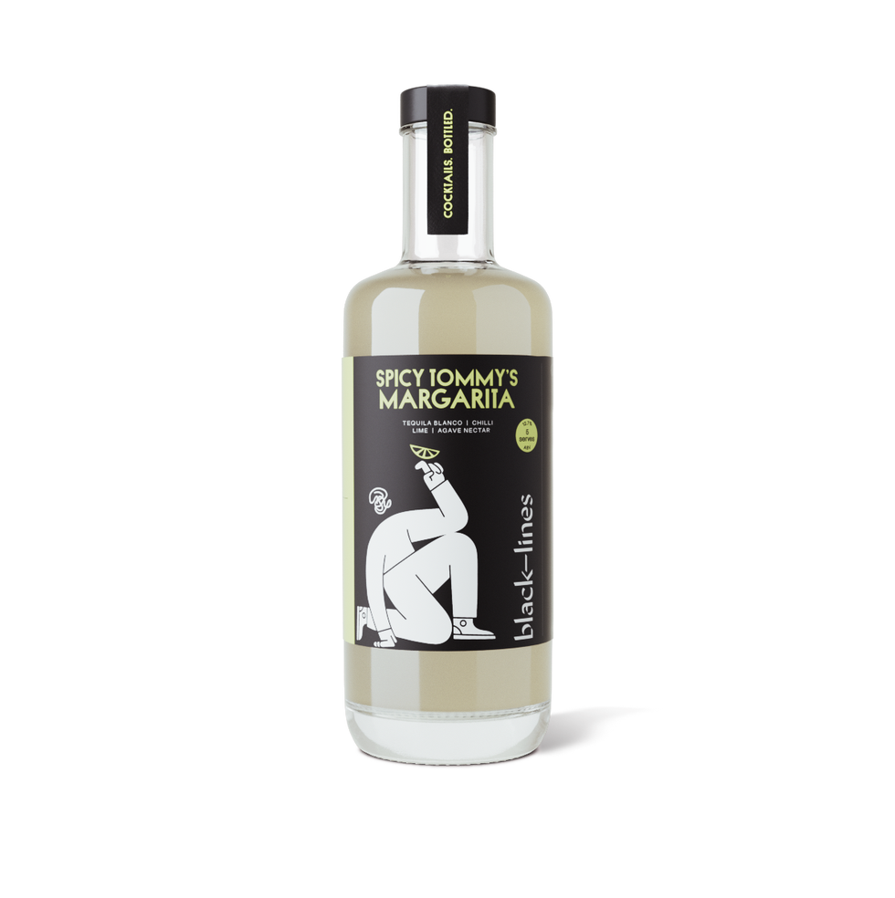 a bottle of black lines margarita mix