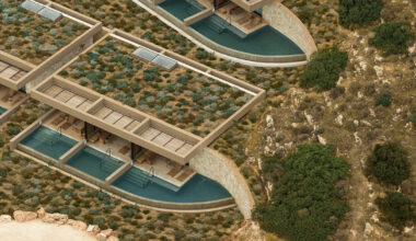 block722 sculpts JW marriott's crete resort using stone from the site