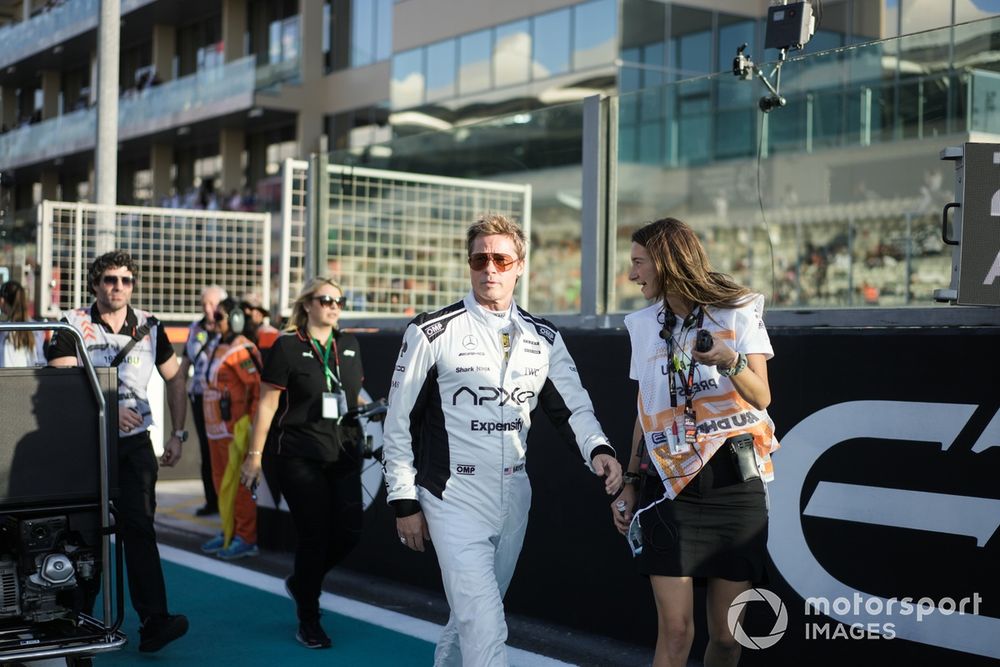 Brad Pitt on the grid for the filming of F1