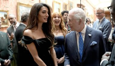 Amal Clooney Meets King Charles in a Regal Column Dress