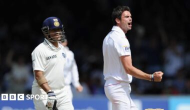 Sachin Tendulkar is dismissed by James Anderson in 2011