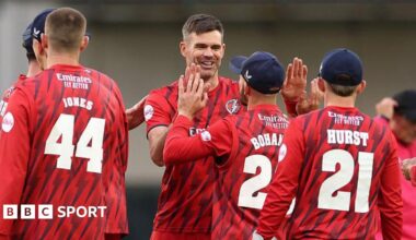 James Anderson celebrates a wicket