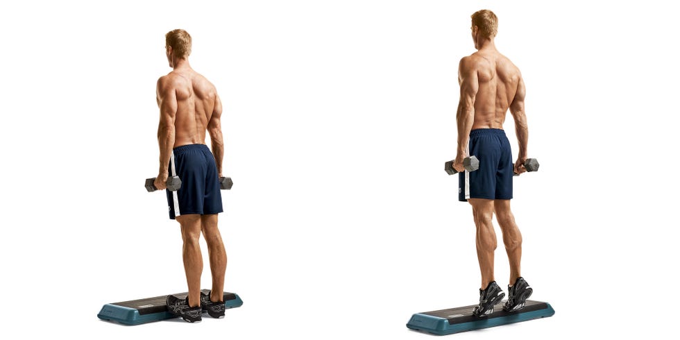 demonstration of a weighted stepup exercise using a step box