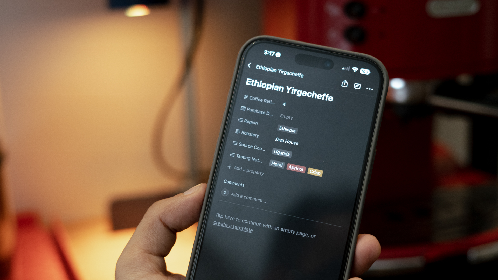 capacities vs notion coffee tracking notion