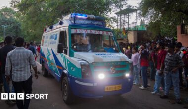 Ambulance outside Chinnaswamy Stadium