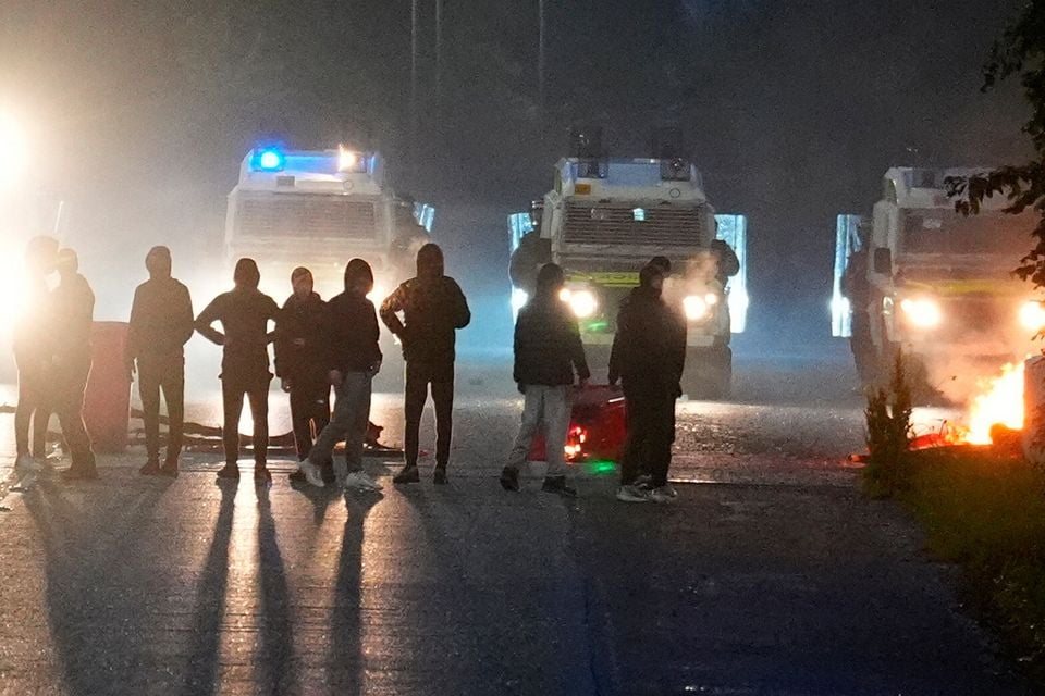 Youths in Portadown in Co Armagh, following three nights of disorder in Ballymena, Co Antrim. Brian Lawless/PA Wire