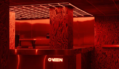 clap studio renovates valencia's oven club with red-hot interiors