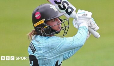 Danni Wyatt-Hodge hits the ball down the ground for Surrey