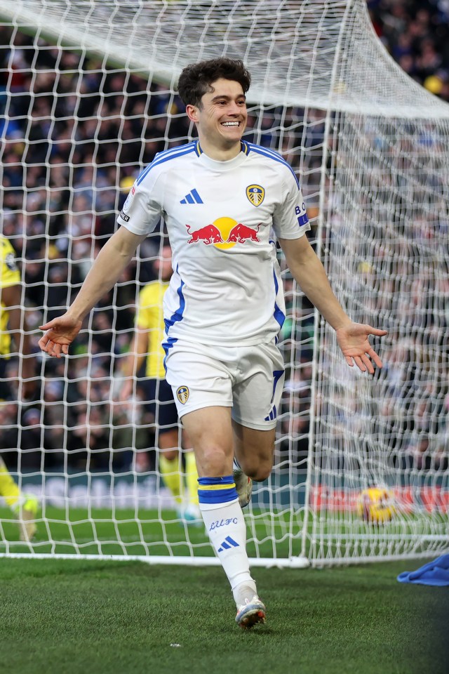 Daniel James of Leeds United celebrating a goal.