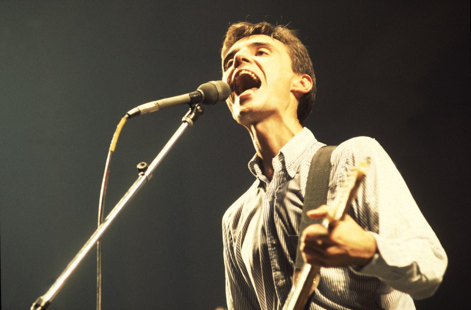David Byrne of the Talking Heads performing.