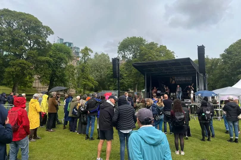 Hundreds congregated in the Meadows