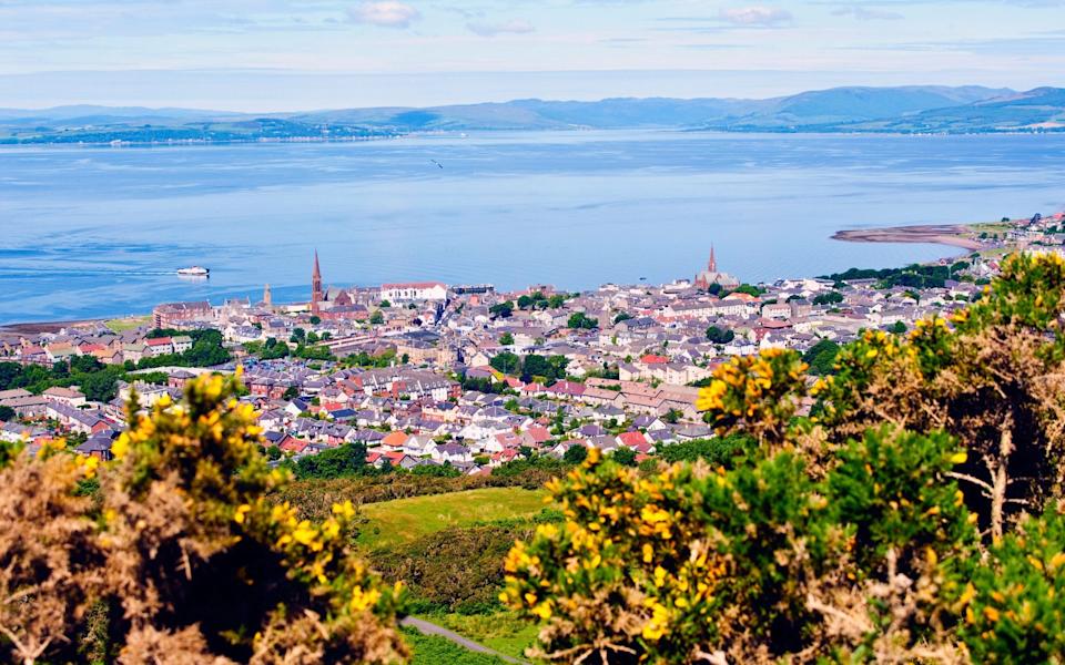 The Seaside Town of Largs, Ayrshire, Scotland, seen from Castle Hill.