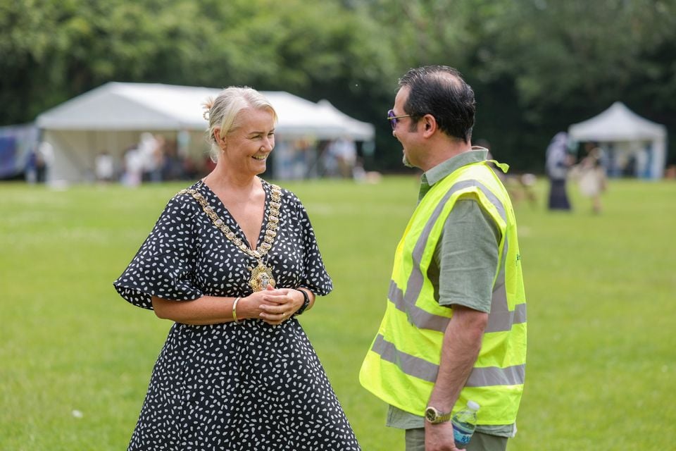 Lord Mayor of Belfast, Councillor Tracy Kelly, meets with families and community groups at the Great Refugee Week Picnic at Ulidia Playing Fields in south Belfast on Saturday 21 June.