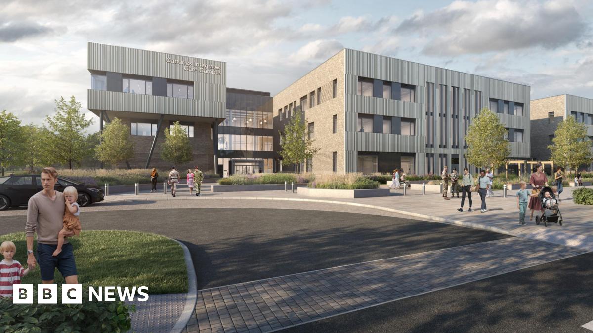 A CGI mock-up of how the Catterick Integrated Care Centre (CICC) will look. The building is rectangular, modern, with large windows and wood-effect cladding.