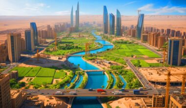 Illustration of Egypt's ambitious Jirian urban development project featuring an artificial Nile canal. Image generated by AI.