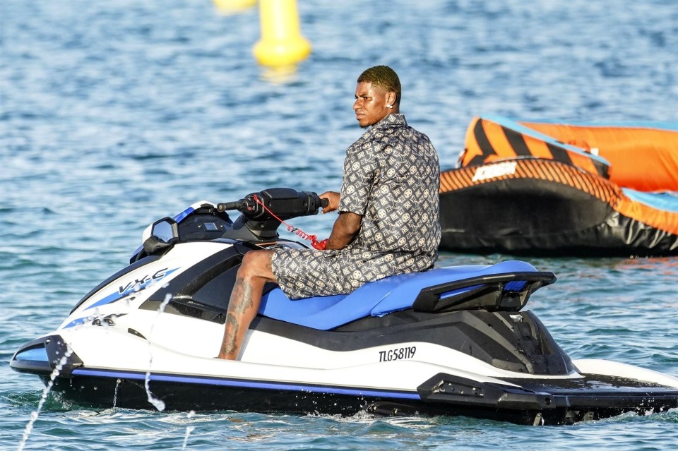 Marcus Rashford on a jet ski.