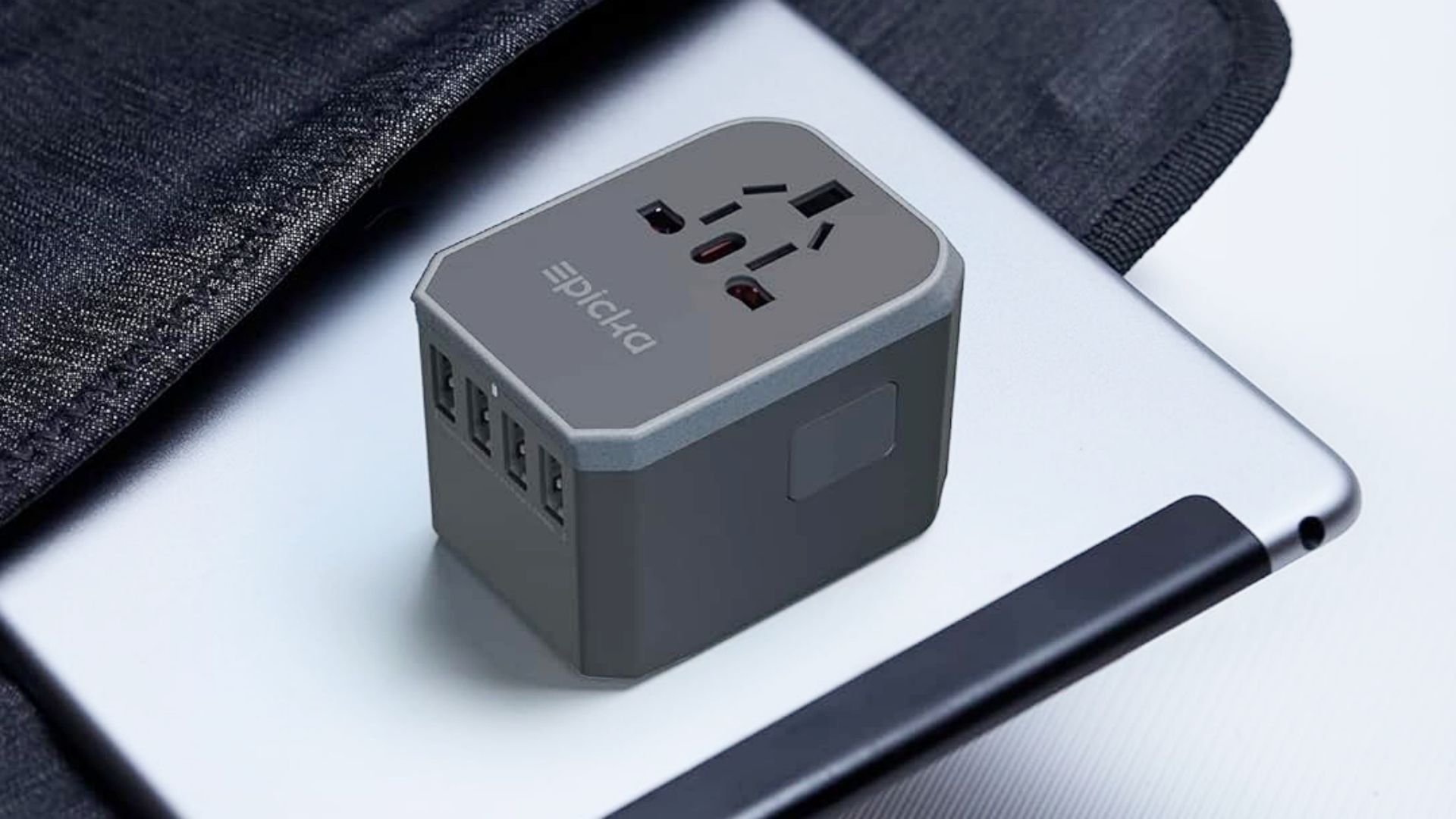 An EPICKA Universal Travel Adapter.