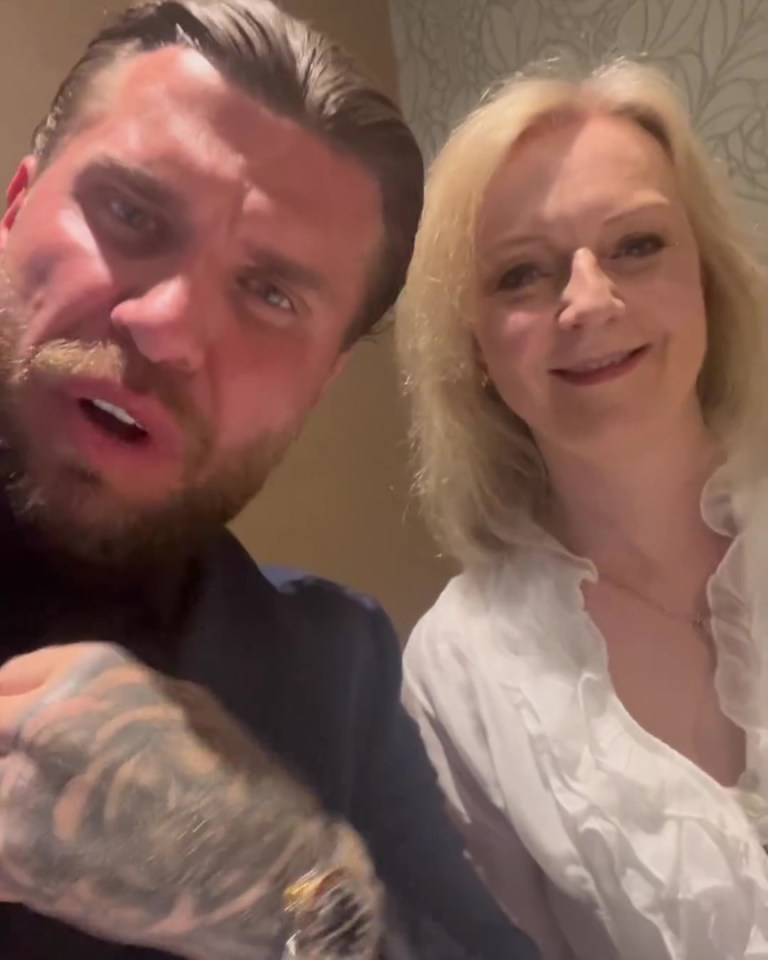 Douglas Joyce and Liz Truss in a video.