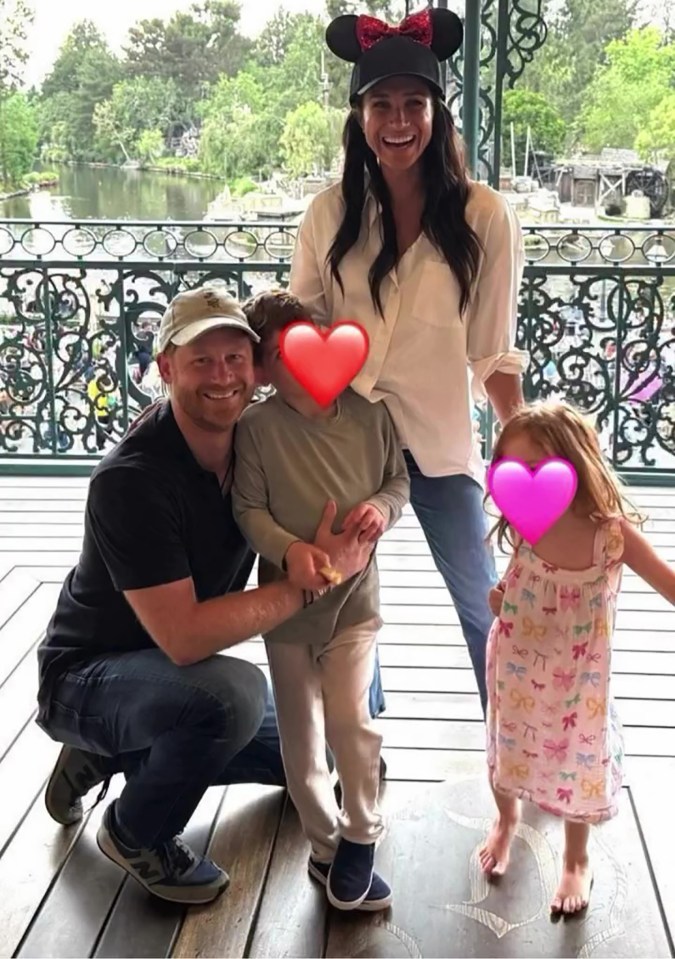Meghan Markle and Prince Harry with their children at Disneyland.