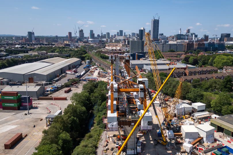 In this aerial view the HS2 Curzon No.2 Viaduct takes shape as construction continues on June 18, 2025 in Birmingham, England. The Transport Secretary, Heidi Alexander, announces a two-year delay to the HS2 project, accusing the previous government of a "litany of failures".