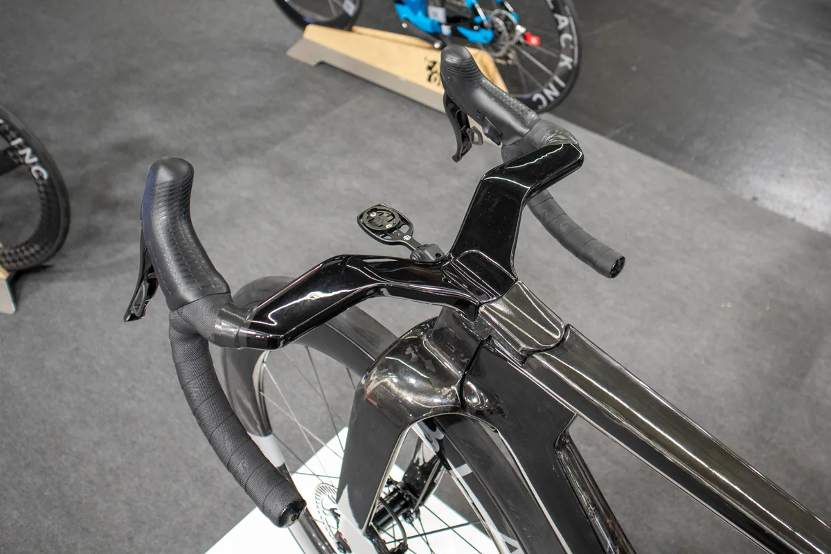 Cockpit on Factor aero bike.