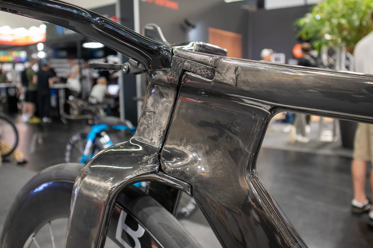 Deep head tube on Factor aero bike.