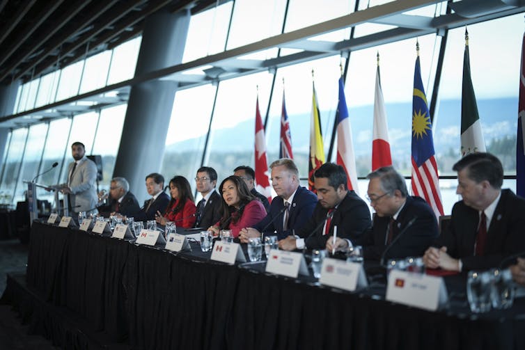 Members of the Comprehensive and Progressive Agreement for Trans-Pacific Partnership (CPTPP) commission meeting in Vancouver last November.