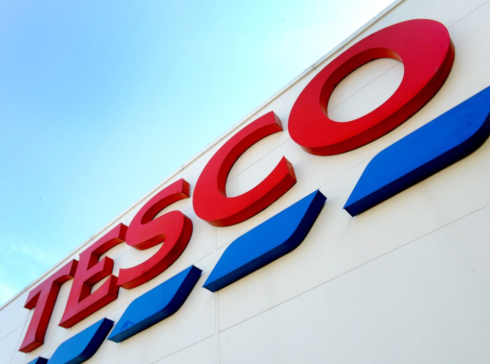 Tesco logo on a building.