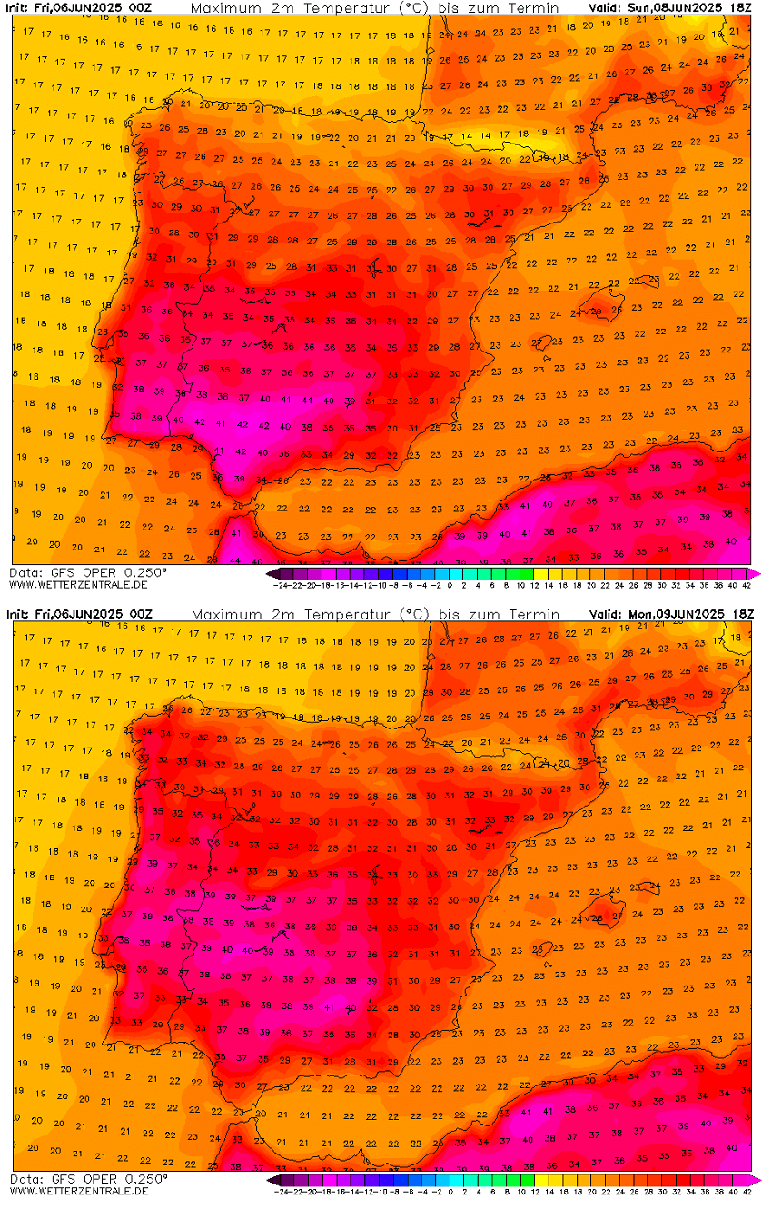 first-heatwave-summer-2025-heat-dome-europe-tmax-spain-portugal