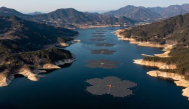 Floating solar panels
