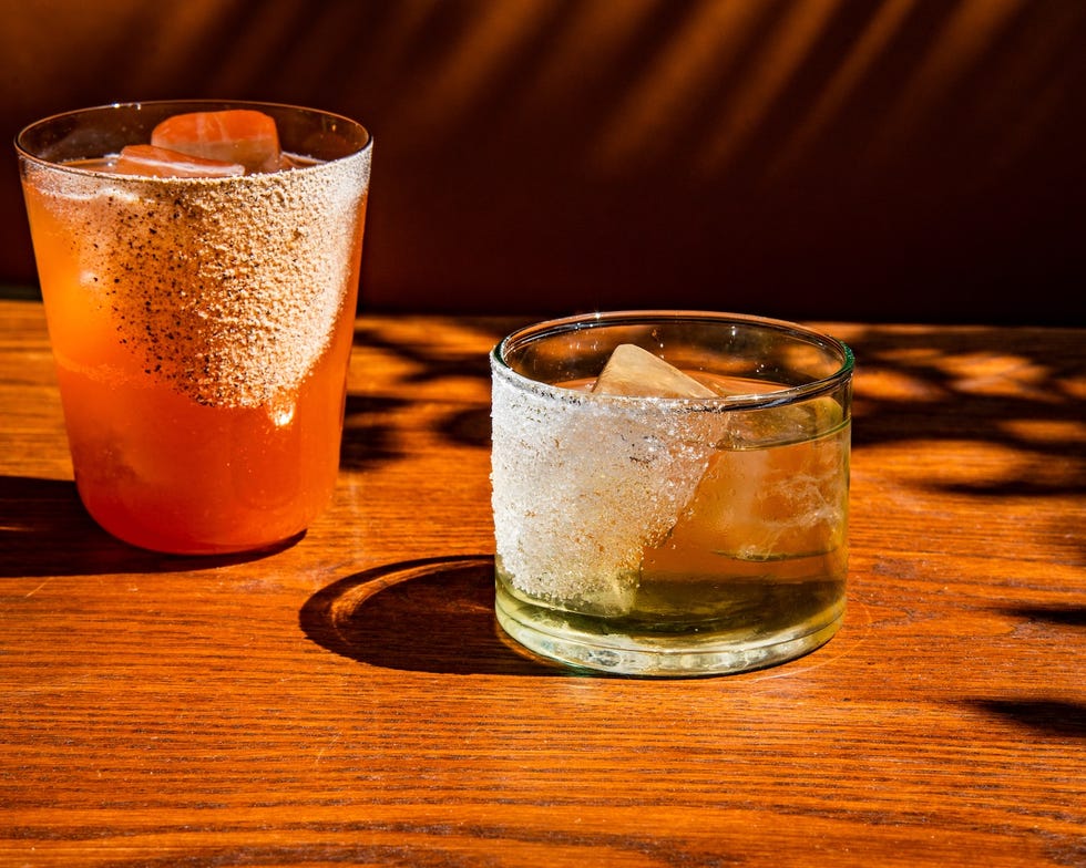 two drinks on a wooden table