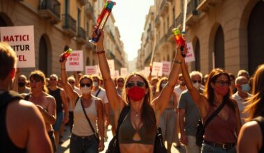 Spain Unites with Italy and Portugal as Anti Tourism Protest in Southern Europe Use Water Pistols and Strongly Demand to Change the Monoculture of Travel