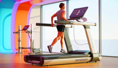 Illustration of antigravity treadmill technology revolutionizing rehabilitation and fitness. Image generated by AI.
