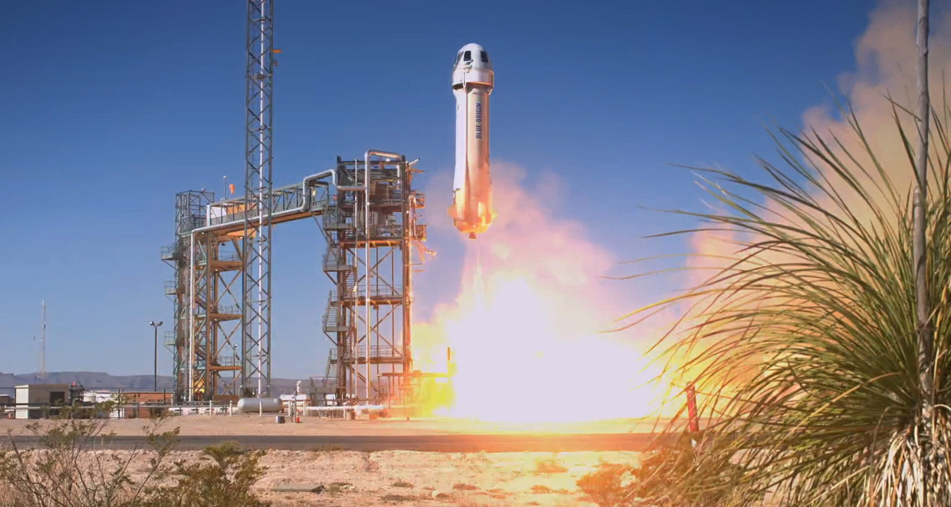 Blue Origin's New Shepard vehicle launches on the NS-25 crewed suborbital mission, on May 19, 2024