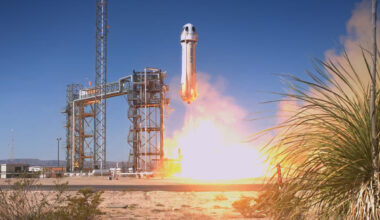 Blue Origin's New Shepard vehicle launches on the NS-25 crewed suborbital mission, on May 19, 2024