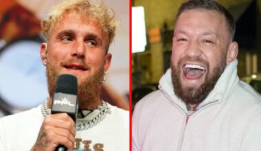 Jake Paul speaks at a PFL press conference and Conor McGregor laughs as he's photographed in Philadelphia.
