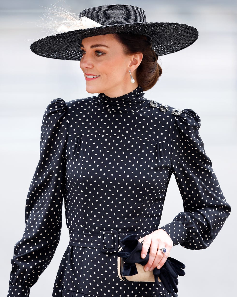 london, united kingdom march 29: (embargoed for publication in uk newspapers until 24 hours after create date and time) catherine, duchess of cambridge attends a service of thanksgiving for the life of prince philip, duke of edinburgh at westminster abbey on march 29, 2022 in london, england. prince philip, duke of edinburgh died aged 99 on april 9, 2021. (photo by max mumby/indigo/getty images)