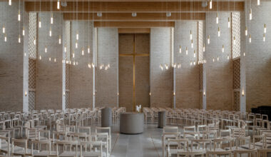 henning larsen builds brick church in denmark as open pavilion
