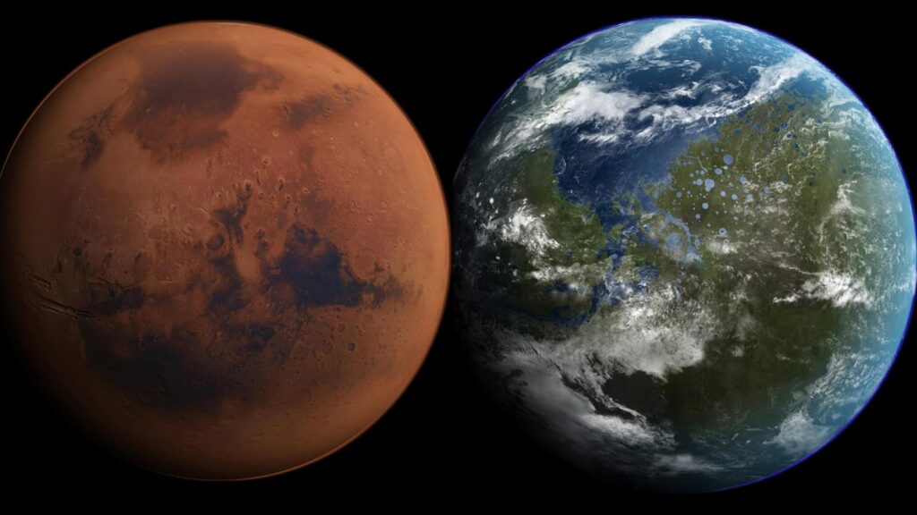 Images of Mars before and potentially after terraforming