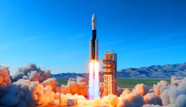 Illustration of Honda's experimental reusable rocket launch and landing in Japan. Image generated by AI.