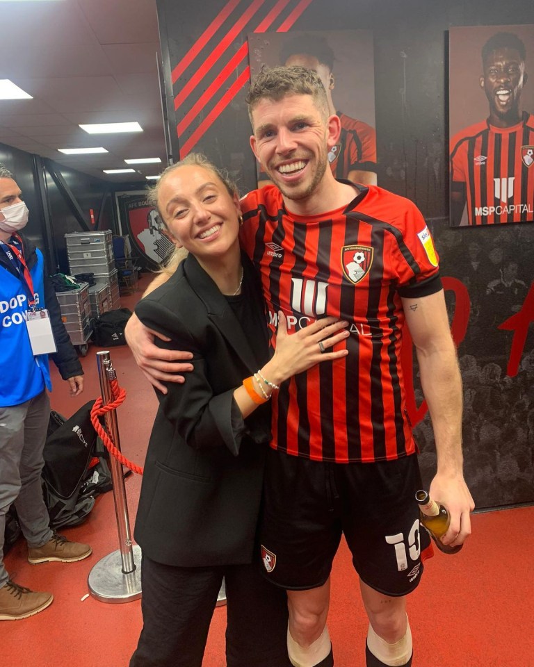 Ryan Christie and Georgie Bell at a football event.